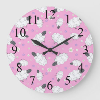 Counting Sheep Pink Wall Clock