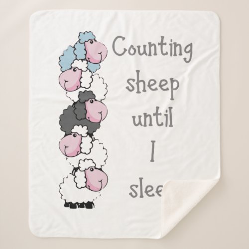 Counting Sheep Until I Sleep Nightime Quote Saying Sherpa Blanket