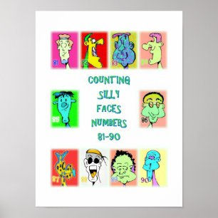 Counting Silly Faces Book #9: Numbers 81-90 Poster