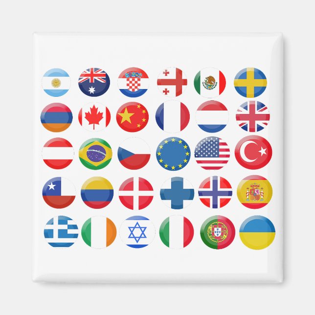 Countries icons set magnet (Front)