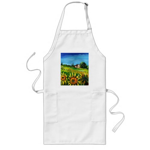 COUNTRSIDE AND SUNFLOWERS IN TUSCANY LONG APRON