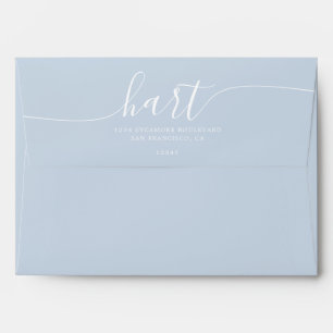 Country Air Blue with White Script Return Address Envelope