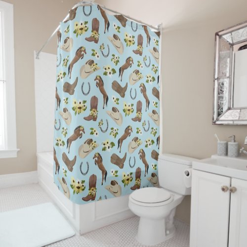 Country and Floral Shower Curtain