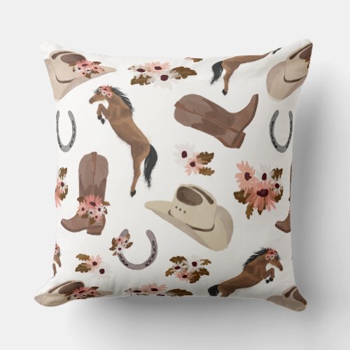 Country and Floral Throw Pillow