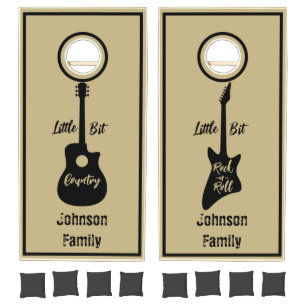 Country and Rock Music Family Black & Tan Cornhole Set