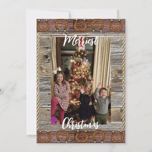 Country and Western Christmas Personalized Photo   Holiday Card