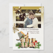 Country and Western Cowboy Boots Christmas Card