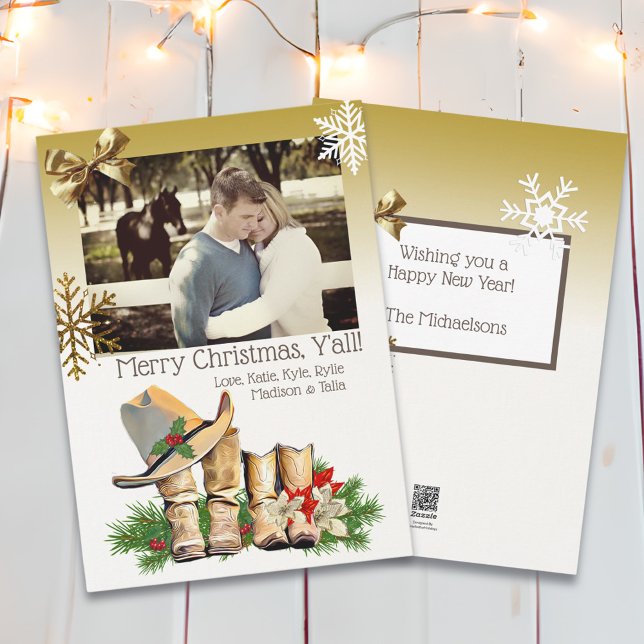 Country and Western Cowboy Boots Christmas Card (Creator Uploaded)