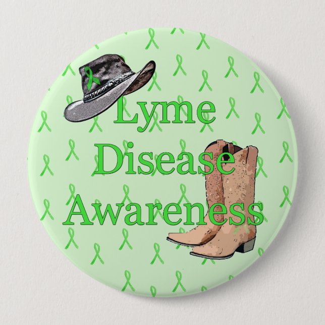 Country and Western Cowboy Cowgirl Lyme Disease Pinback Button (Front)