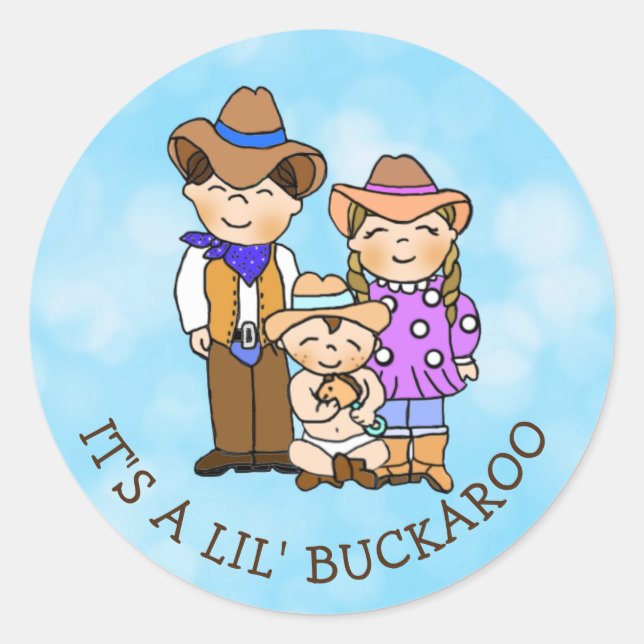 Country and Western Cowboy Family Classic Round St Classic Round Sticker (Front)