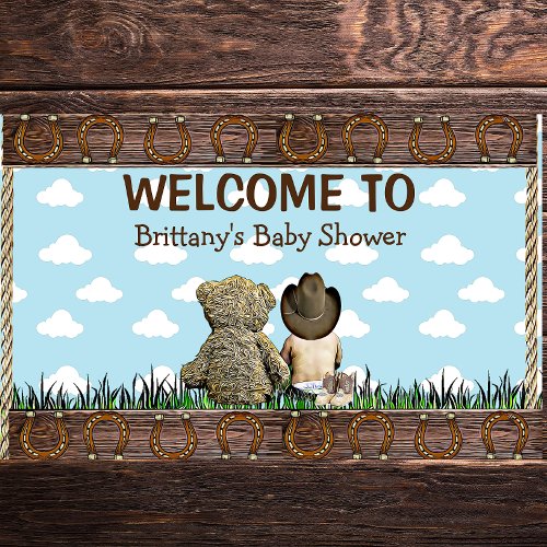 Country and Western Lil Cowboy  Teddy Bear Banner