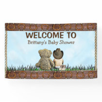 Country and Western Lil Cowboy & Teddy Bear Banner