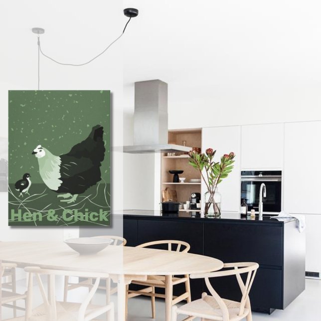 Country Animal Mother Hen & Chick Poultry Kitchen Canvas Print (Country Animal Mother Hen & Chick Poultry Kitchen Canvas Print, Wall Decor)