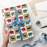 Brown Country moose pattern wrapping paper