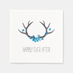 Country Antlers Blue Wedding Napkins