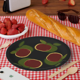 Country Apples Black Background  Paper Plates