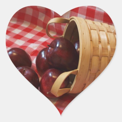 Country Apples Heart Stickers