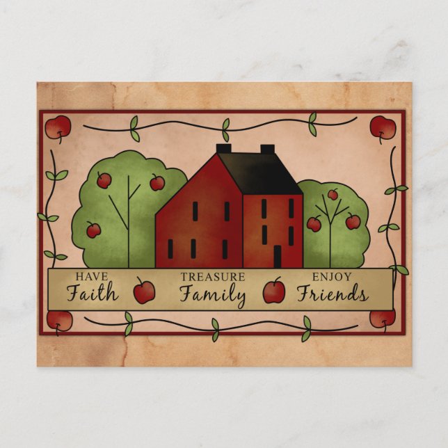 Country Apples Inspirational Postcard (Front)