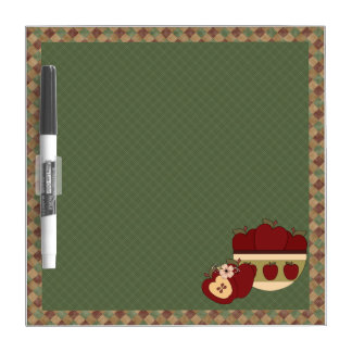 Country Apples Red Green Checkered Dry Erase Board