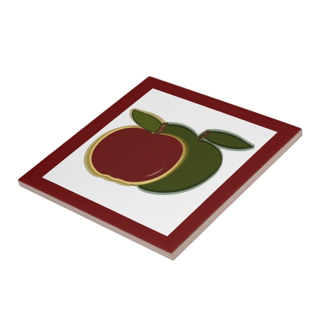Country Apples Tile (cranberry) (Side)