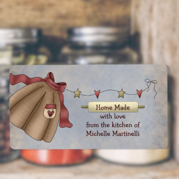 Country Apron Kitchen Gift Label by pinkladybugs at Zazzle
