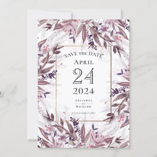 Country art floral wedding save the date invitatio invitation