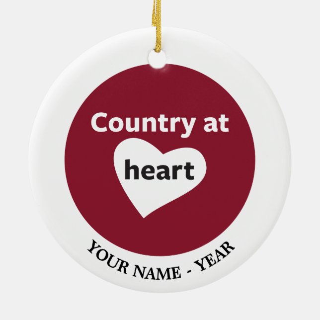 Country at Heart Ceramic Ornament (Back)