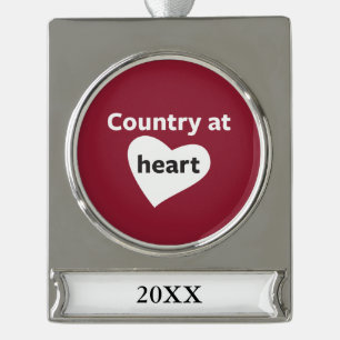Country at Heart Silver Plated Banner Ornament