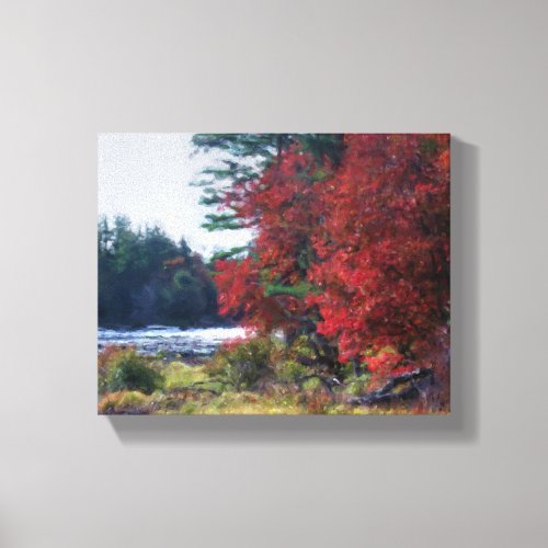 Country Autumn Foliage And Pond Canvas Print