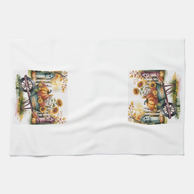 Country Autumn Harvest, Vintage Fall Harvest,  Kitchen Towel (Horizontal)