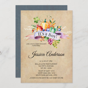 Country Autumn Lights Boy Baby Shower Invitation