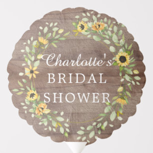 Country Autumn Yellow Sunflower Bridal Shower Balloon