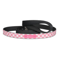 Country Baby Pink Gingham Custom Name Pet Lead
