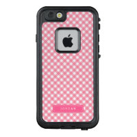 Country Baby Pink  Gingham Personalize with Name LifeProof FRĒ iPhone 6/6s Case
