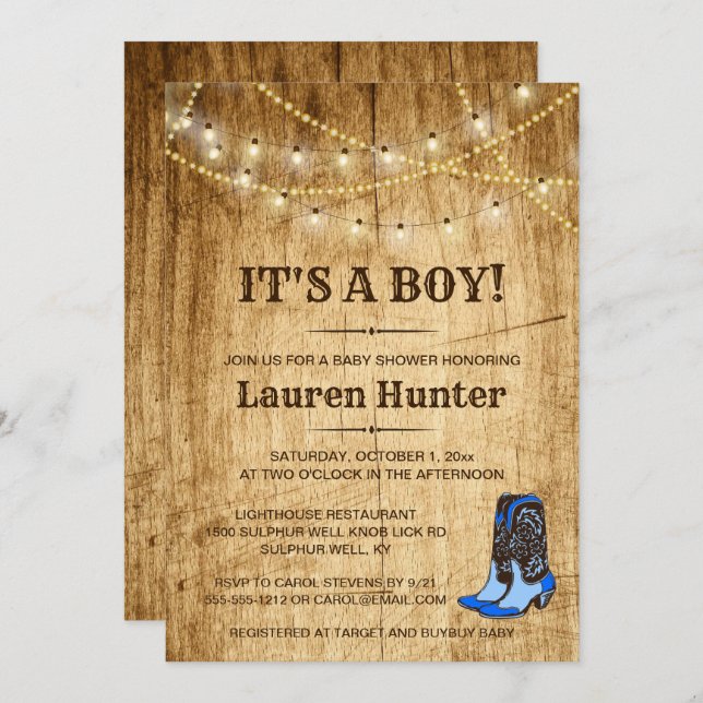Country Baby Shower Invitation for boy (Front/Back)