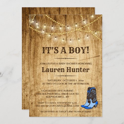 Country Baby Shower Invitation for boy