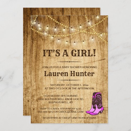 Country Baby Shower Invitation for girl