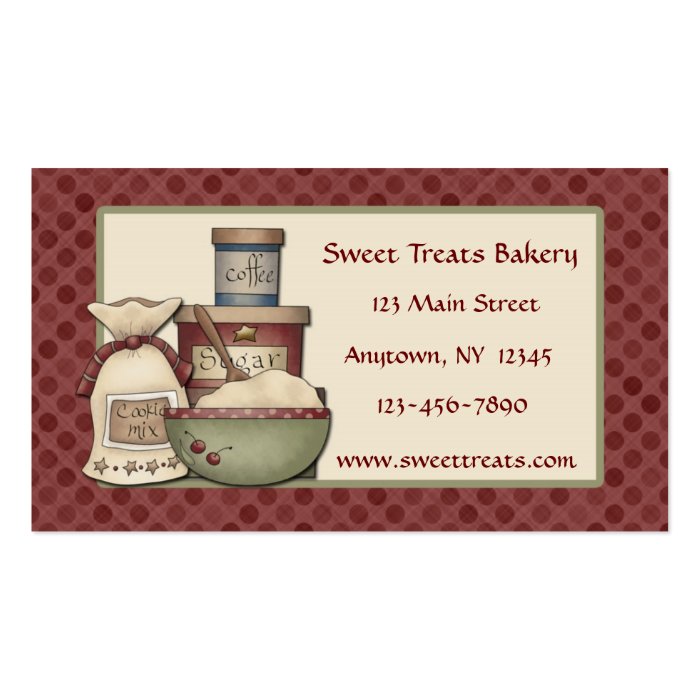 Country Baking, Maroon Dots Business Card