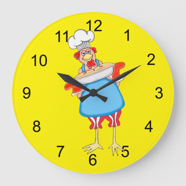 Country Baking Rooster Round Wall Clock (Front)