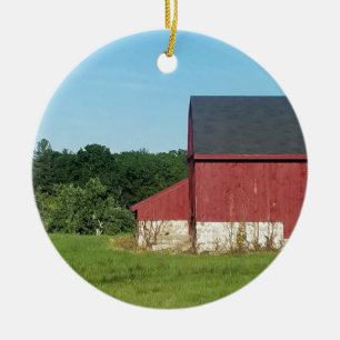 Country Barn Ceramic Ornament