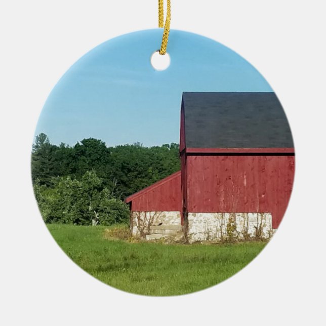 Country Barn Ceramic Ornament (Front)