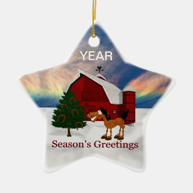 Country Barn Ceramic Ornament (Front)