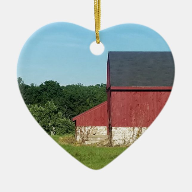 Country Barn Ceramic Ornament (Front)