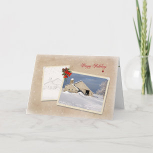 Country Barn Happy Holidays Holiday Card
