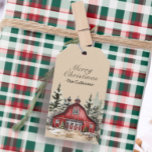 Country Barn Plaid Christmas Gift Tags<br><div class="desc">A rustic watercolor barn and evergreen trees make these country Christmas gift tags perfect for farmhouse lovers and country enthusiasts. The back includes a classic red and green plaid pattern.</div>
