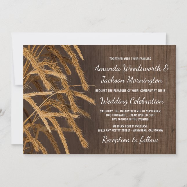 Country Barn Rustic Hay Wheat Wedding Invitations (Front)