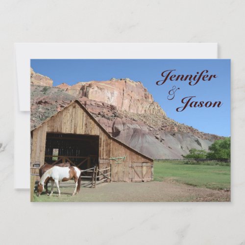 Country Barn Stable Horses Wedding Invitations
