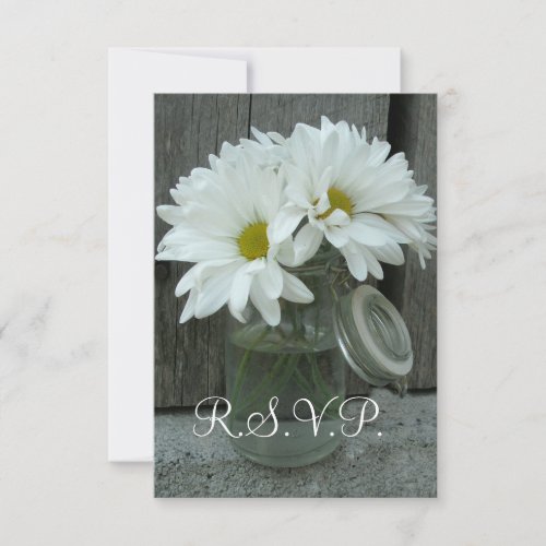 Country / Barn Wedding RSVP - Daisies Mason Jar