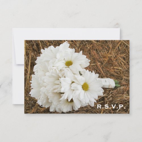 Country / Barn Wedding RSVP - Daisy Bouquet &amp; Hay