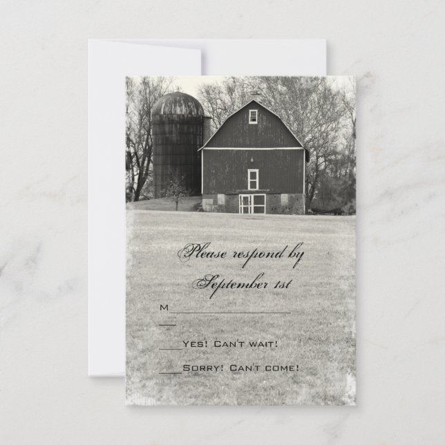 Country Barn Wedding RSVP Response (Front)